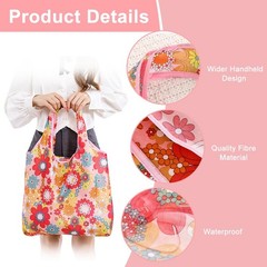 Reusable Floral Grocery Bags Foldable Washable EcoFriendly Tote 12 PCS