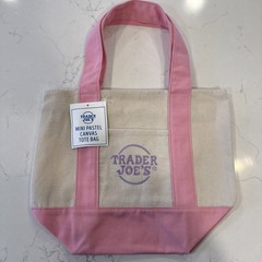 TRADER JOE’S MINI PASTEL CANVAS TOTE BAG PINK EASTER NWT