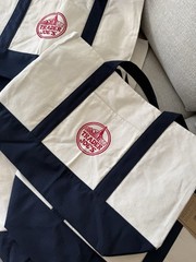 Trader Joe’s Canvas Tote Shopping Bag – Large Navy Blue/White – New w/Tags