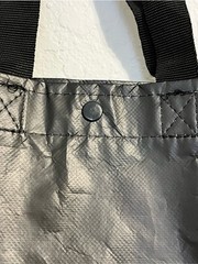 Lululemon Small Reusable Tote Bag Black White Logo Shopping Bag Snap Closure