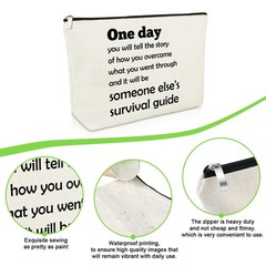 Inspirational Quotes Makeup Bag for Women Men Best Friend Positive Off White