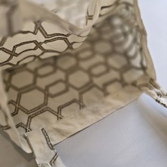 Geometric Pattern Fabric Reusable Tote Shopping Bag Beige 14 x 18 in