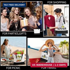 1 Pack Canvas Tote Bag with Zipper, Blank Reusable Grocery Bags, Widened Washabl