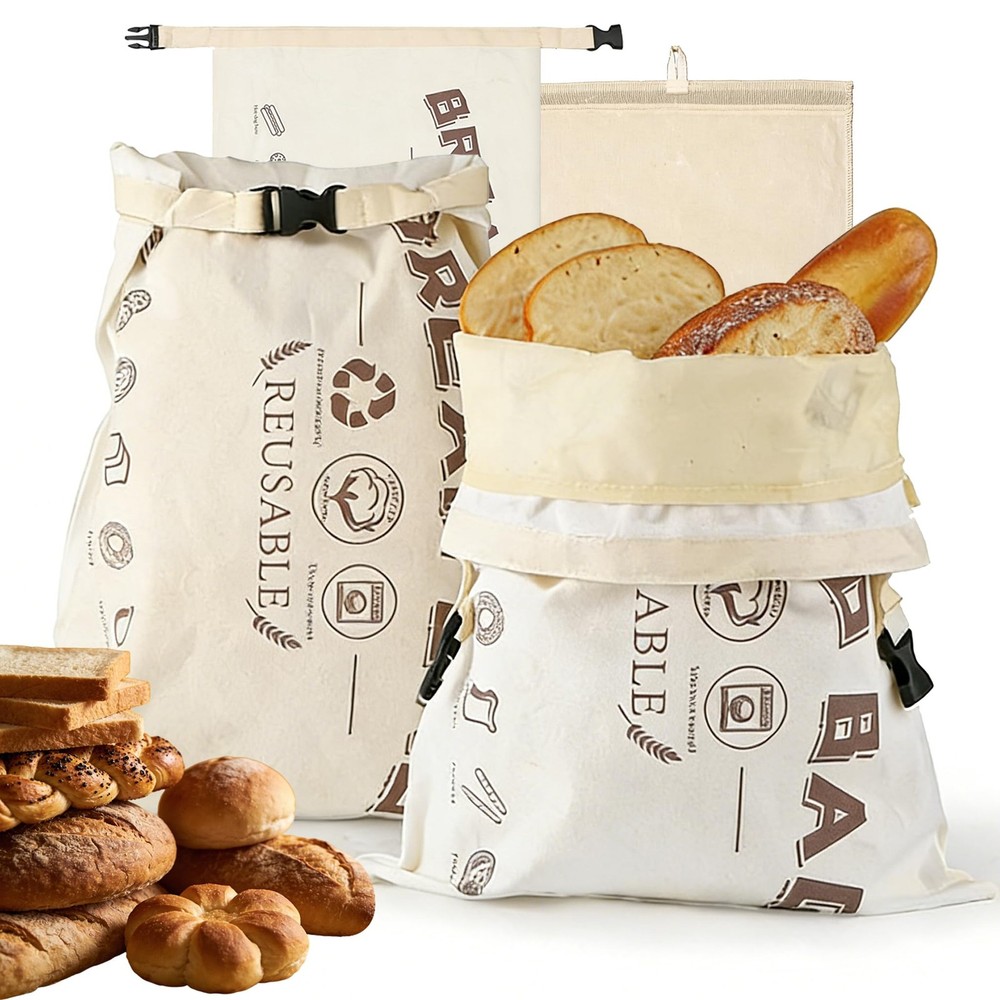 2Pcs Beeswax Bread Bags for Homemade Sourdough – 14”x17”, 1Set