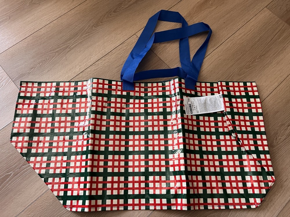 IKEA VINTERFINT Shopping bag, large, check pattern, 19 gallon Christmas 2025