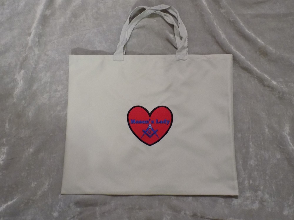 Mason’s Lady Tote Bag Square Compass Red Heart Patch Canvas Handles NEW!