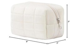 HABUAETY Makeup Cosmetic Bag Small Checkered Pouch Make Up Purse White