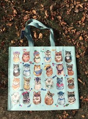 Marshalls~Cute Cats Reading Books~Kitty Large Reusable Shopping Tote Eco Bag NWT