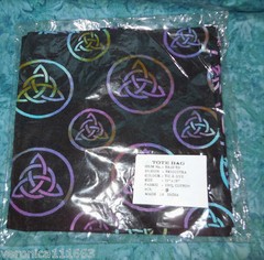Tote Bag Triquetra NEW Rainbow Tie Dye Black Reuseable Washable Cotton 18″ x 18″