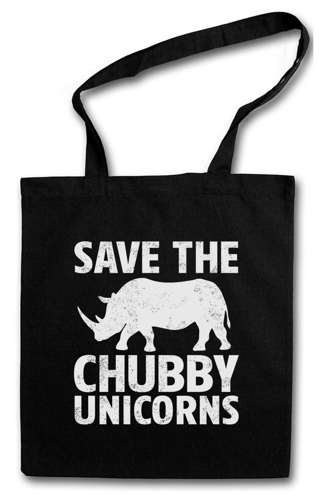 SAVE THE CHUBBY UNICORNS SHOPPING BAG Rhino Rainbow Colors Fairy Fairies Fun