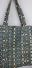 Old Navy Reusable Tote Bag Shopping Drk Blue Beige Geometric
