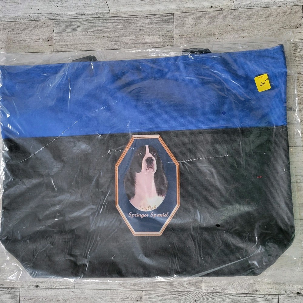Springer Spaniel Dog Black Large Tote Bag 18×13 Shopping Beach Reusable Double