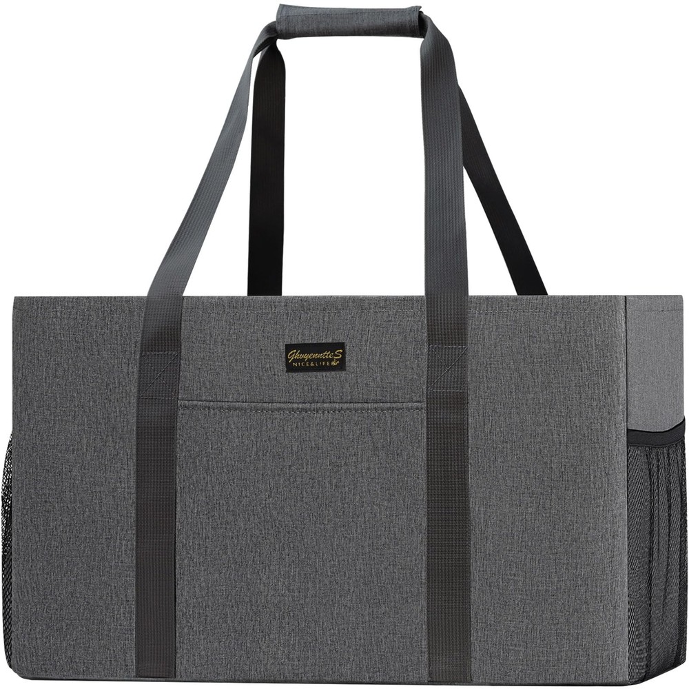Extra Large Utility Tote Bag, Stand Up Utility Tote with Metal Wire Frame & H…