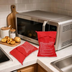 2 PCS Red Baked Potato Microwave Bag, Reusable 10.04in x 7.28in,