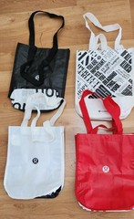 Lululemon Reusable Snap Tote Bags Lot of 4. White Black Red Small Apprx 11×9