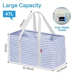 Standing Extra Large Utility Tote Bag 2 Pack, Reusable Grocery Bags with Meta…