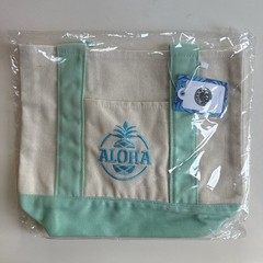 Moana Life Hawaii Small Canvas Tote Bag Aqua Aloha Pineapple Beach Bag New