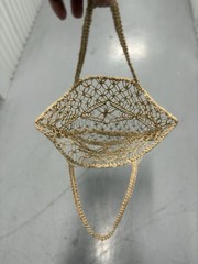 Beige String Mesh Foldable Bag for Decor or Eco- Smart Use