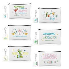 12Pcs Mahjong Tiles Bags Cosmetic 22cm × 15cm (8.66in × 5.91in), Multicolor