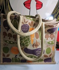 Trader Joes Jute Tote Large Shopper bag 16.5×13.5×9″ NEW