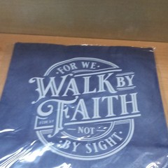 Christian Art Gifts Reusable Shopping Tote Bag Walk by Faith Blue 15x14x3 TOT197
