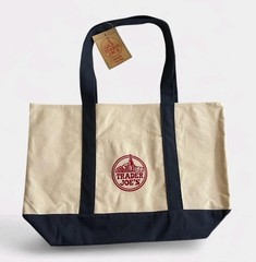 Lot of 5 Trader Joe’s Large Canvas Tote Bag Navy Blue Classic Authentic Rare Tj