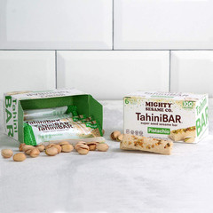 Mighty Sesame Tahinibars with Pistachio (2 Pack Total 12 Bars) 100 Calorie Bar,
