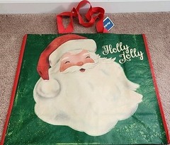 Marshalls Large Reusable Tote Bag Super Cute Holly Jolly Cartoon Santa Claus