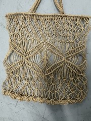 Beige String Mesh Foldable Bag for Decor or Eco- Smart Use