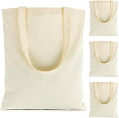 Canvas Tote Bag 4 Pack Reusable Cotton Shopping Bags Blank DIY Craft Tote Market