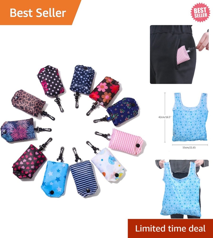 Eco-Friendly Foldable Reusable Grocery Tote Bags, 6 Pack – Waterproof & Stylish