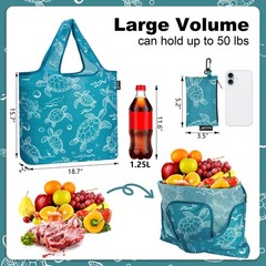 Reusable Grocery Bags,Heavy Duty Foldable Shopping Tote Bag (Standard, 3 Ocea…