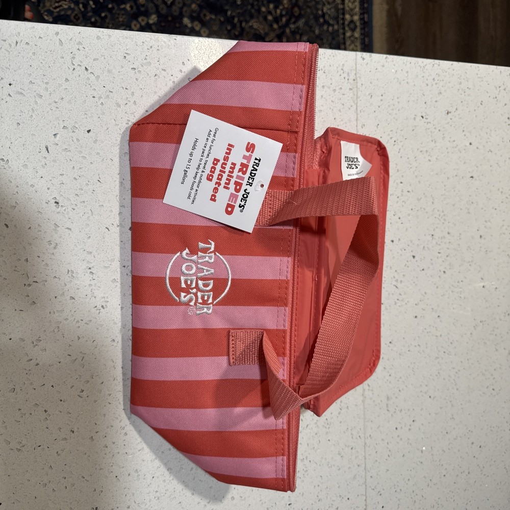 Trader Joe’s Mini Insulated Bag Striped Pink 2026 Limited Edition Brand New