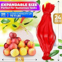 Freshness Assured: 100 Nylon Mesh Bags for Fruits, Veggies, and Seafood Cooking