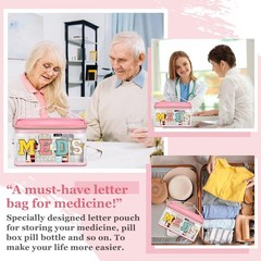 Chenille Letter MEDS Makeup Pouch, Waterproof Portable Style C, C-MEDS-Pink