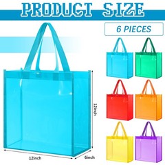 6 Pcs Clear Tote Bag Stadium Approved Plastic Hand Bag(Clear Colorful)