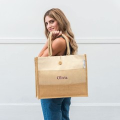 Large Reusable Fabric Beach Tote Bag – Burlap Ombre