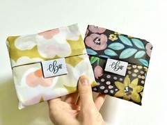 NEW! EB Design SET OF TWO REUSABLE NYLON BAGS — “Citron Posies” & “Black Floral”