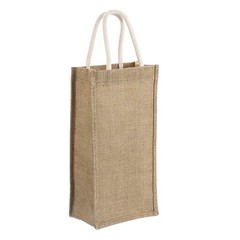 1 Pcs Wine Tote Bag, Burlap Wine Gift Bags for 2 Wine Bottles