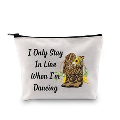 PXTIDY Line Dancing Cosmetic Bag Dance Gifts Country ONE SIDE, beige