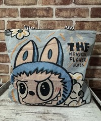 Large Reusable Shopping Tote Bag w/ Zipper Closure, Blue Gray Monster Inspired