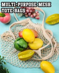 12 Pcs Reusable Cotton Mesh Grocery Bag Washable String Bag Farmers Market