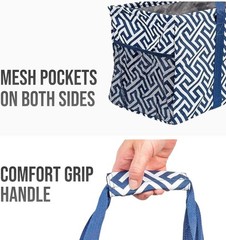 Extra Large Utility Tote Bag Oversized Collapsible Wire Frame Geo Navy 50lbs