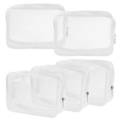 Wobe 5 Packs Clear Cosmetics Bag TSA Approved, PVC Medium (Pack of 5), White
