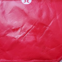 Lot Of 8 Lululemon Shopping Bags Snap Close Red White Black Print Reusable Tote