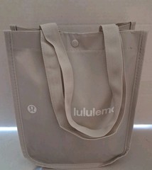 Lululemon Small Reusable Shopping Tote Lunch Bag Gray New Double Handles