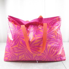 NWOT Water Resistant Reversible Pink Orange Tropical Tote Bag Target Open Story