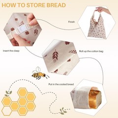 2 Pack Reusable Beeswax Bread Bags for 13 inches x 17 inches, white