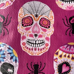 New XXL Skulls ~Day Of The Dead~ Shopping Bag Reusable Tote Bag~ TJX pink