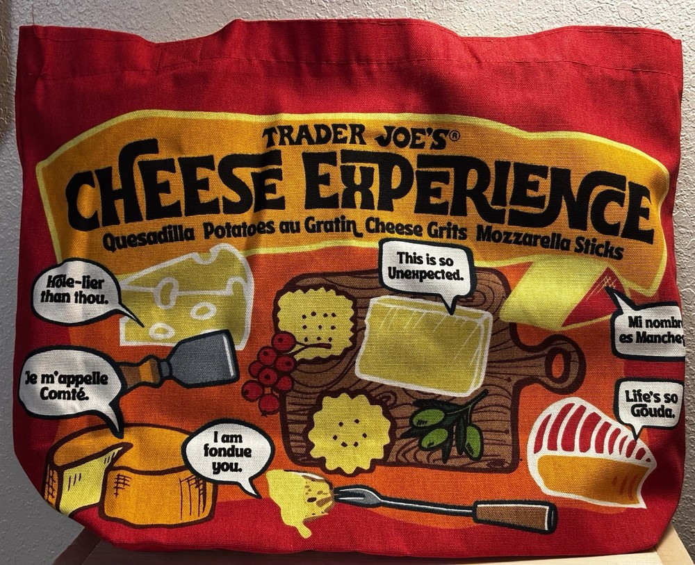 New Trader Joe’s Cheese Experience Large Canvas Tote Reusable Bag With Tags USA